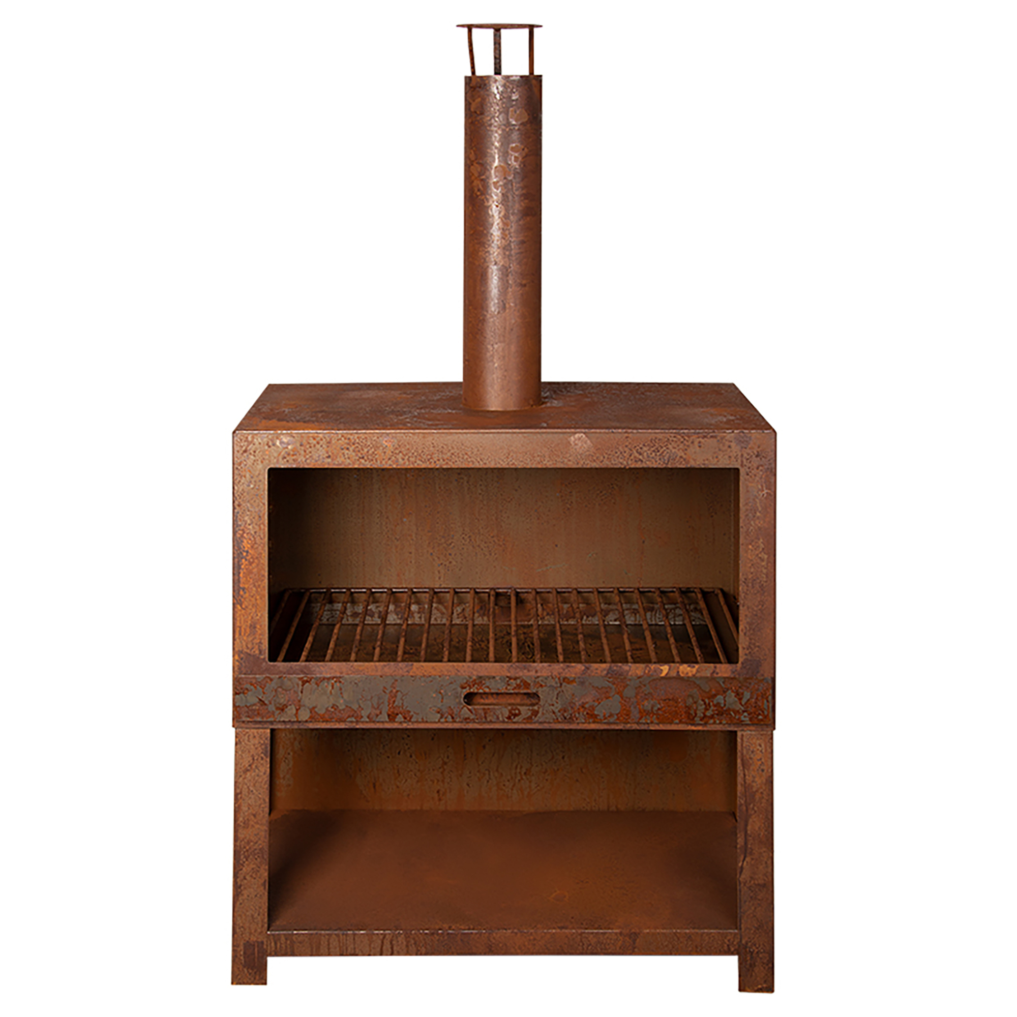 Esschert Design, Terrace Heater w/Wood Storage, Steel, Rust - Large, Model# FF519